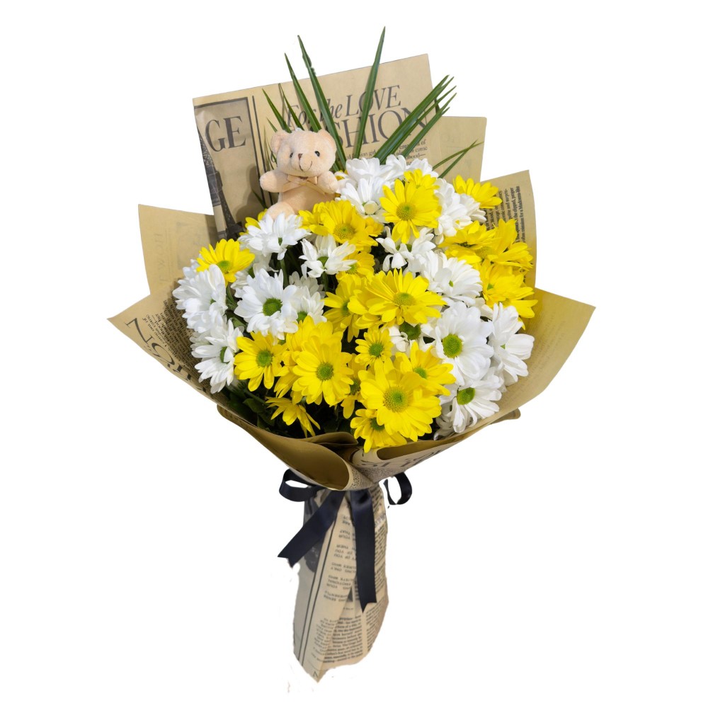 Beyaz ve Sarı Papatya Buketi